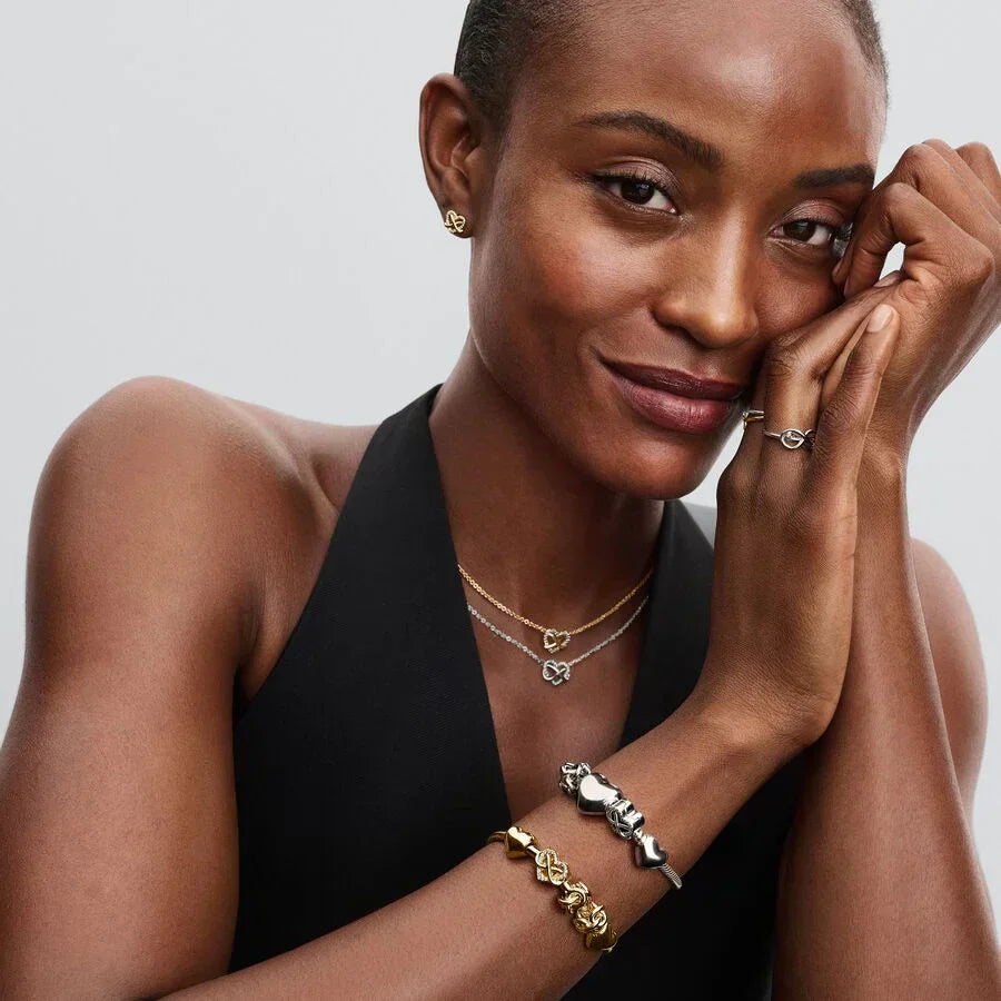 Pulseira Corrente Snake Fecho Coração Infinito Brilhante