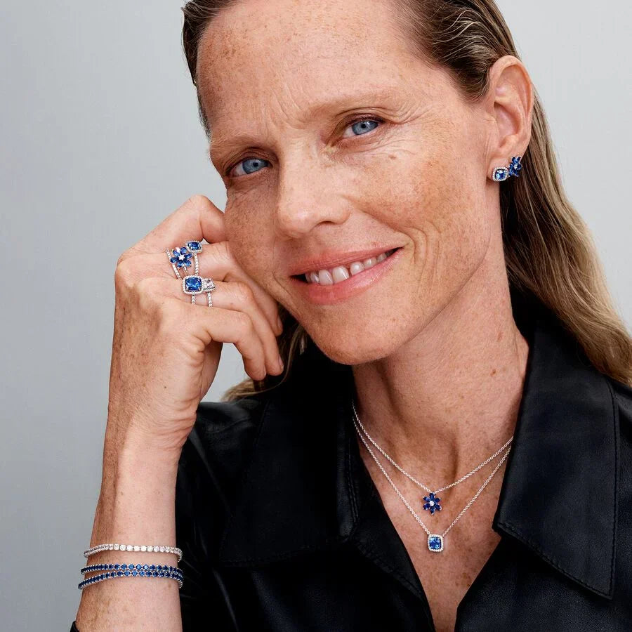 Pulseira de Ténis Azul Cintilante