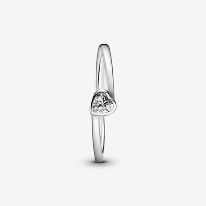 Anel Clear Tilted Heart Solitaire