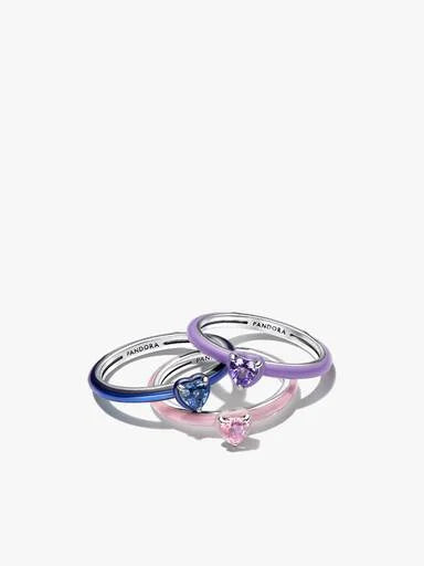 Conjunto de Anéis Coração Chakra Colorido