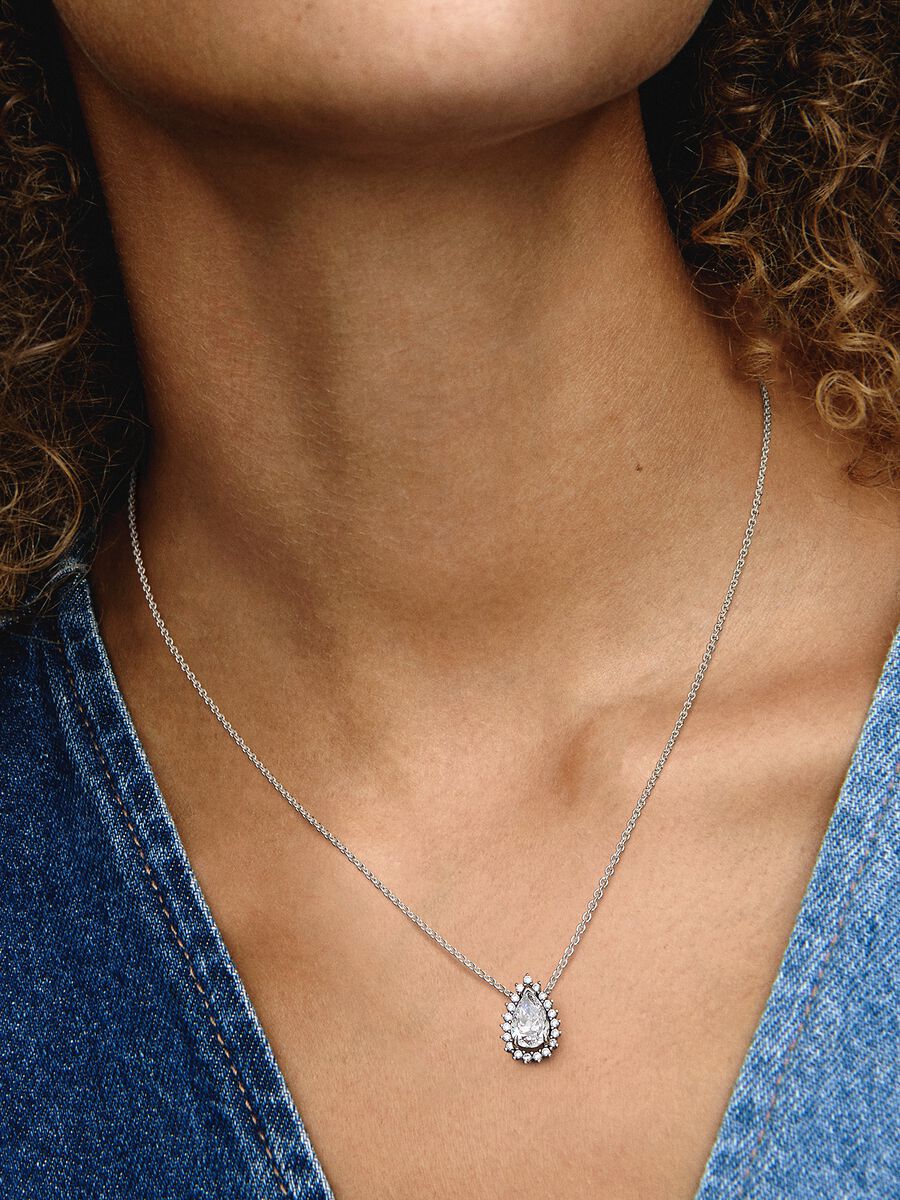 Colar Brilhante Auréola Pera Prata