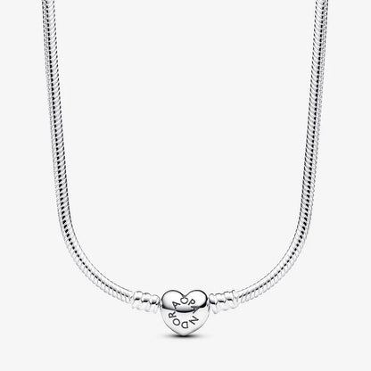 Colar Malha Snake Fecho Coração Pandora Moments