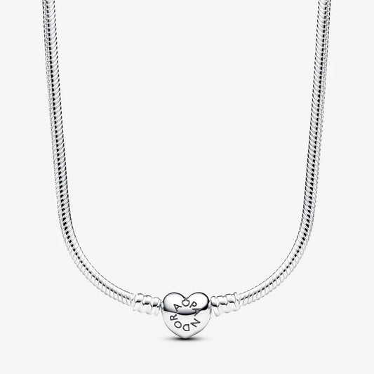 Colar Malha Snake Fecho Coração Pandora Moments