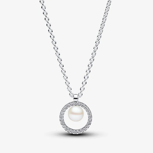 Colar Treated Freshwater Cultured Pearl & Pavé