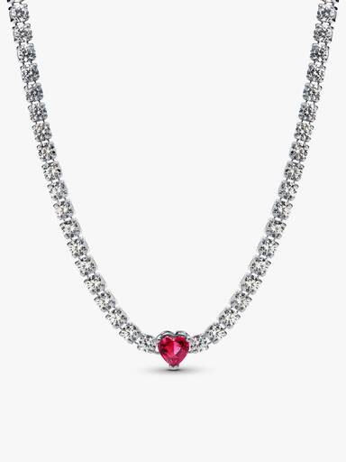 Conjunto de Presente Pulseira, Choker, Brincos e Anel Coração Vermelho Brilhante