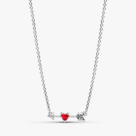 Colar Coração Flecha e Vidro Murano