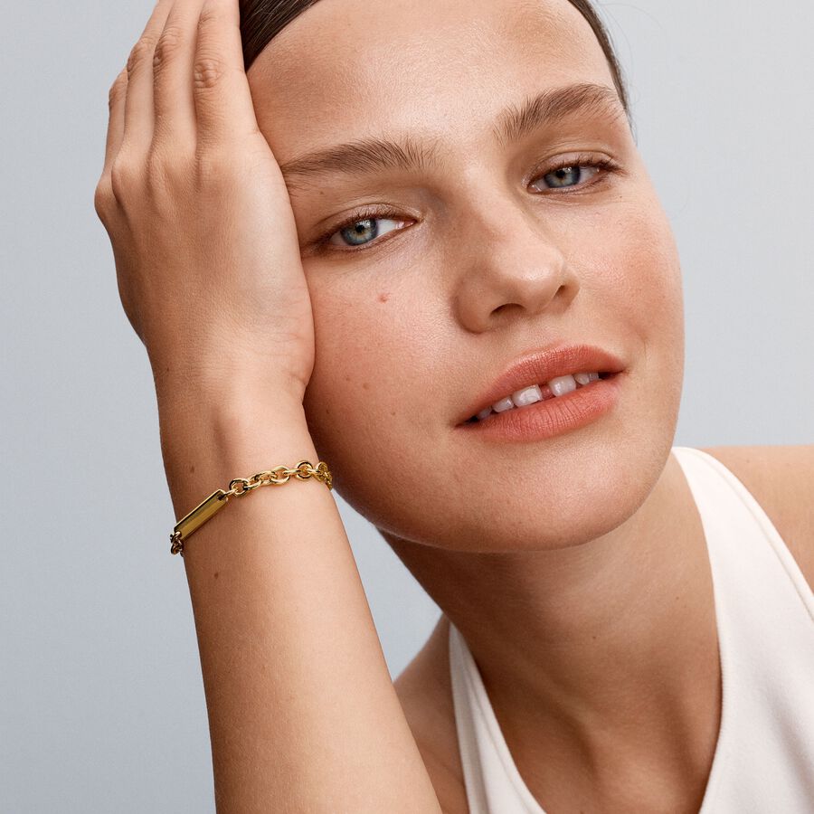 Pulseira de Elos com Barra Gravável