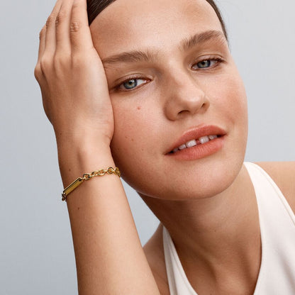 Pulseira de Elos com Barra Gravável