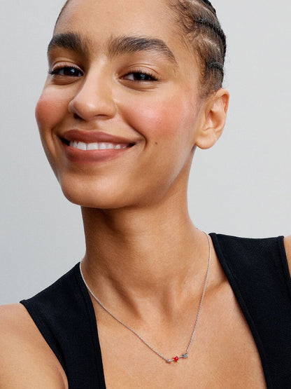 Colar Coração Flecha e Vidro Murano Prata