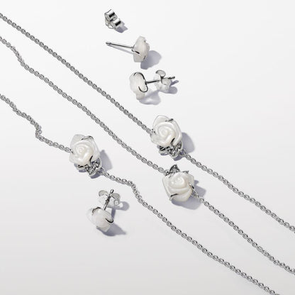 Colar Rosa Branca em Flor