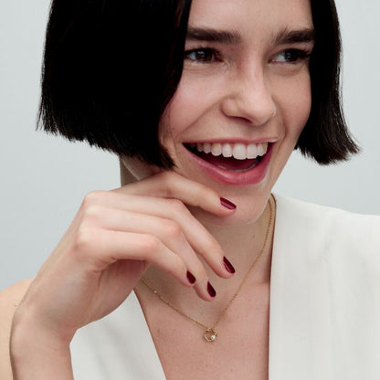 Colar de pérolas de cultura de água doce tratadas e círculo pavé com forma orgânica