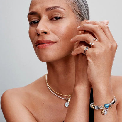 Anel Celestial Blue Sparkling Moon